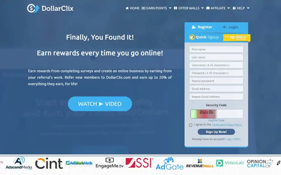 Η DollarClix ειναι μια εγκαθιδρυμένη ιστοσελίδα για να κερδίζεις χρήματα στο διαδίκτυο, η οποία παρέχει υψηλά ποσοστά απόκρισης σε δημοσκοπήσεις και ένα επιβραβευτικό συνδετικό πρόγραμμα. Η DollarClix.com είναι μια ιστοσελίδα όπου οι χρήστες εγγράφονται για να έχουν πρόσβαση σε ευρεία ποικιλία καθημερινών δημοσκοπήσεων και πληρωμένων προσφορών που μπορούν να ολοκληρωθούν για να κερδίσετε μετρητά και βαθμούς, που μπορούν να επικυρωθούν σε δωροκάρτες και άλλα αντικείμενα. H DollarClix.com προσφέρει μια εξαιρετική διαδικτυακή ευκαιρία κέρδους και πρέπει οπωσδήποτε να επισκεφθεί από οποιονδήποτε ψάχνει να κερδίσει χρήματα στο διαδίκτυο.