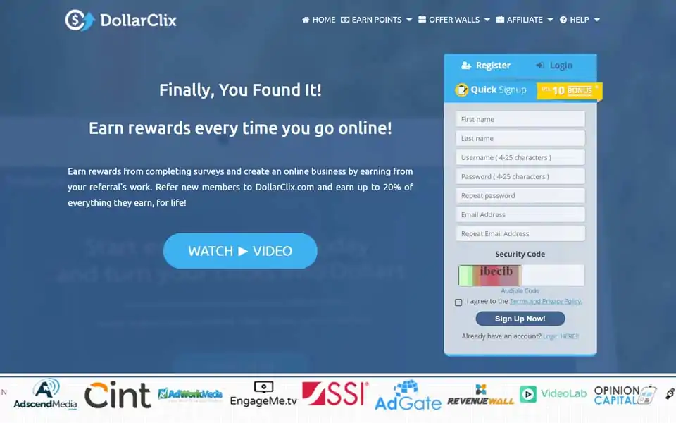 DollarClix є визнаним GPT (Get-Paid-To) сервісом, що надає можливість гарно заробляти на оплачуваних опитуваннях та партнерській програмі. DollarClix.com – це вебсайт, де користувачі після реєстрації отримують доступ до неймовірної кількості щоденних оплачуваних опитувань та пропозицій, отримаючи за кожне виконане завдання грошову винагороду та бали, котрі, в свою чергу, можно обміняти на подарункові сертифікати. DollarClix.com пропонує неперевершену можливість для заробітку в інтернеті, і коштує уваги тих користувачів, що шукають варіанти заробітку онлайн.
