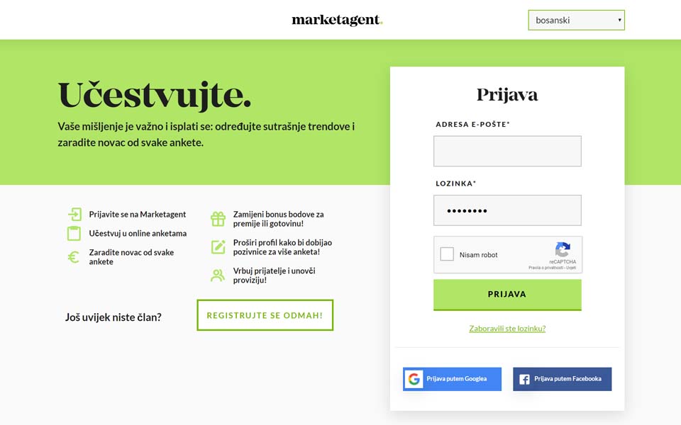 MARKETAGENT.COM – Vaše mišljenje se uvažava i isplati: Na taj način kreirate trendove sutrašnjice i zarađujete novac za svaku anketu. MARKETAGENT.COM – Vaše mišljenje se uvažava i isplati: Na taj način kreirate trendove sutrašnjice i zarađujete novac za svaku anketu.