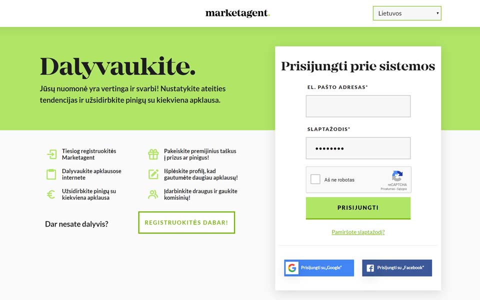 MARKETAGENT.COM – Jūsų nuomonė yra svarbi ir vertinga: štai kaip jūs nustatote rytdienos tendencijas ir uždirbate pinigų kiekvieno tyrimo metu. MARKETAGENT.COM – Jūsų nuomonė yra svarbi ir vertinga: štai kaip jūs nustatote rytdienos tendencijas ir uždirbate pinigų kiekvieno tyrimo metu.