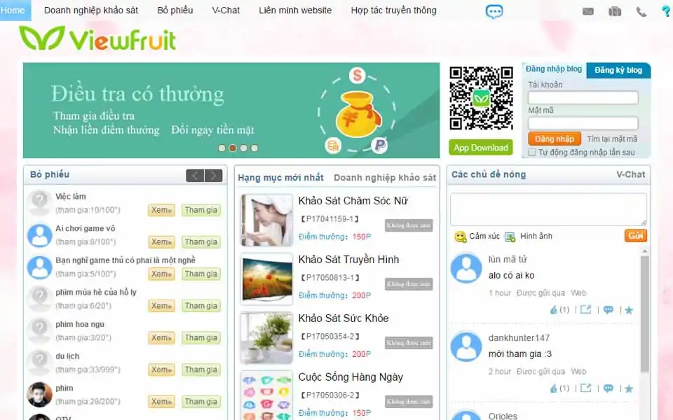 Khảo sát trực tuyến viewfruit Việt Nam - đơn giản, nhanh chóng nhưng kiếm tiền hiệu quả.