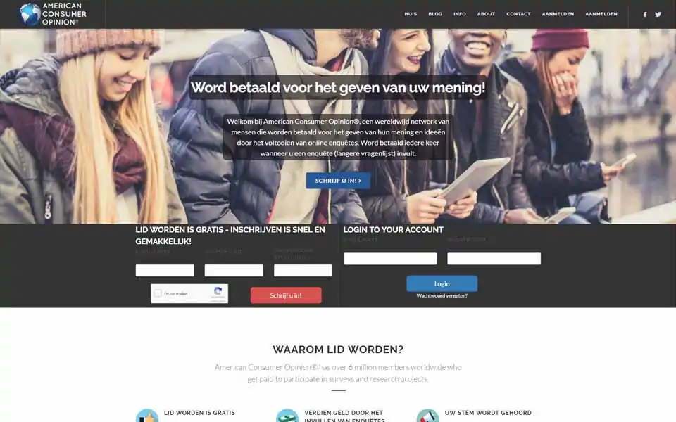 American Consumer Opinion bestaat uit miljoenen consumenten wereldwijd die worden betaald om deel te nemen aan enquêtes en onderzoeksprojecten. We voeren honderden enquêtes per jaar uit om bedrijven te helpen beter werk te leveren. Uw mening maakt werkelijk een verschil.