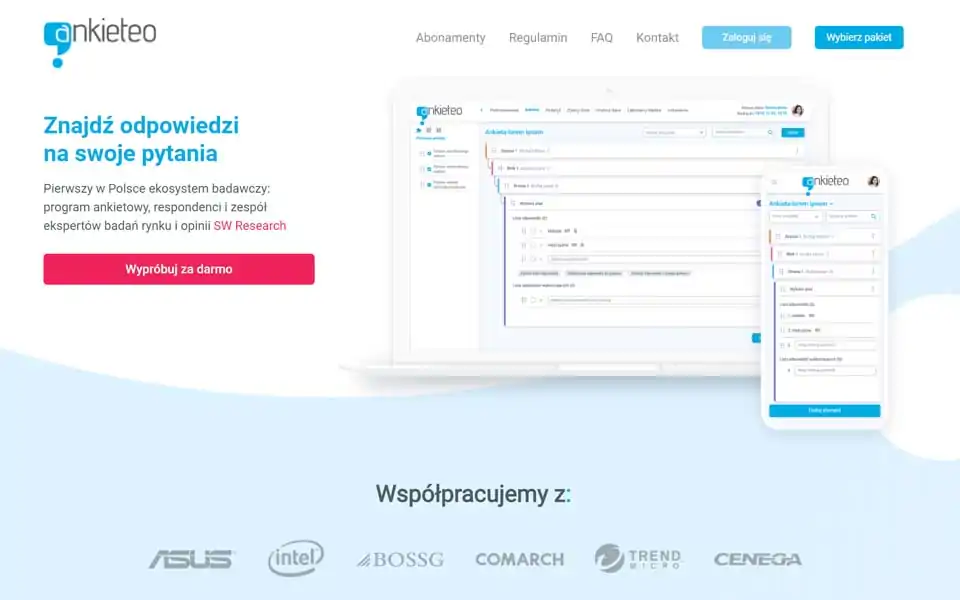 Profesjonalny system sondażowy stworzony przez SW Research - czołową polską agencję badawczą. Zaprojektowany z myślą o najbardziej wymagających Klientach. Jedyny system ankietowy w pełni zintegrowany z bazą ponad 65 tys. respondentów z panelu swpanel.pl i najpopularniejszą bazą ankiet na serwisach swpanel.pl i studentswatch.pl