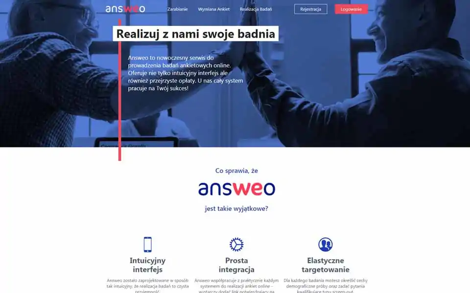 Answeo to nowoczesny serwis do prowadzenia badań ankietowych online. Oferuje nie tylko intuicyjny interfejs ale również przejrzyste opłaty.