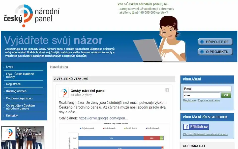 Český národní panel je místem na internetu, kde se registrují ti uživatelé internetu, kteří se chtějí zúčastnit průzkumů veřejného mínění na internetu a dlouhodobě se tak vyjadřovat k nejrůznějším zajímavým společenským otázkám a tématům. Každý člen Českého národního panelu získává možnost být osloven k účasti na výzkumech, které probíhají formou online - internetových dotazníků. Za vyplnění kompletního výzkumu, tj. odpoví na všechny otázky, získává respondent odměnu ve formě oplatek (bodů).