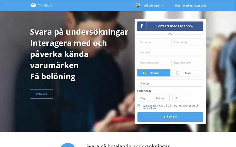 Hiving är en konsumentundersökningspanel som låter våra medlemmar själva tjäna pengar på att delta i våra undersökningar online.