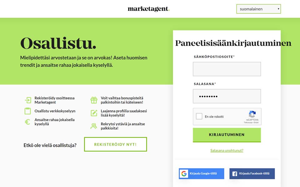 Mielipiteesi merkitsee ja on arvokas: Näin määrität huomisen trendejä ja ansaitset rahaa jokaisesta kyselystä. Rekisteröidy nyt Marketagent.com:iin Mielipiteesi merkitsee ja on arvokas: Näin määrität huomisen trendejä ja ansaitset rahaa jokaisesta kyselystä. Rekisteröidy nyt Marketagent.com:iin