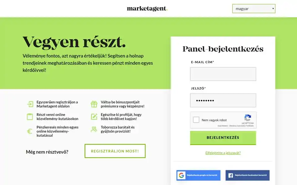 MARKETAGENT.COM – Minden hiánytalanul kitöltött kérdőívért cserébe javadalmazást kap a számlájára jóváírt pontok formájában. A jutalom összege kutatásonként más és más, és függ a kutatás típusától és a kérdőív hosszától.