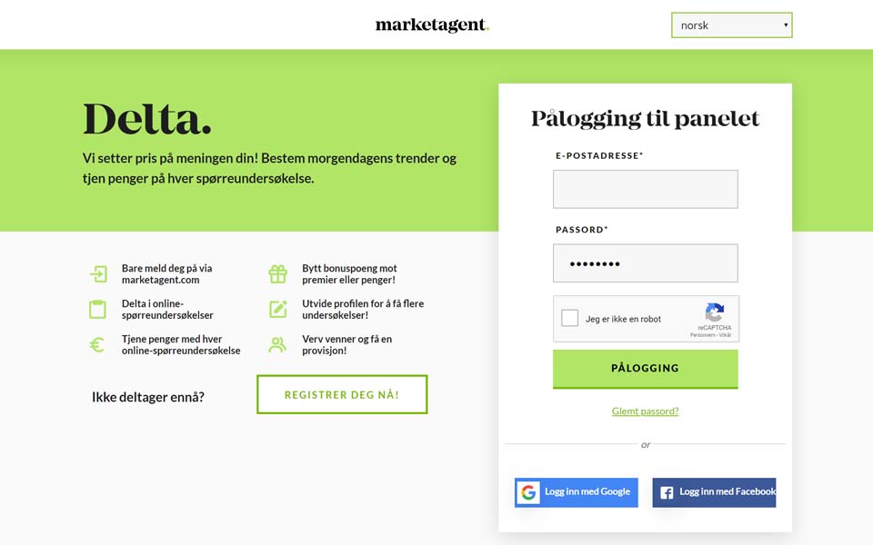 MARKETAGENT.COM – Som spørreundersøkelsesdeltaker kan du være med å bestemme trender og morgendagens produkter med dine meninger, delta i spørreundersøkelser og tjene penger online. MARKETAGENT.COM – Som spørreundersøkelsesdeltaker kan du være med å bestemme trender og morgendagens produkter med dine meninger, delta i spørreundersøkelser og tjene penger online.