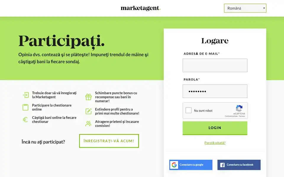 MARKETAGENT.COM – Pe fiecare sondaj primiți puncte bonus care se transformă în numerar! Înregistrarea dumnevoastră este recompensată cu 150 puncte bonus!