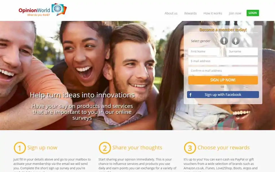 OpinionWorld - get rewarded for participating and sharing your opinions.