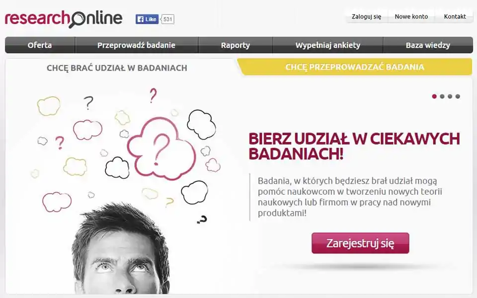 ResearchOnline.pl to nie tylko serwis udostępniający narzędzia do badań online, ale także stale rosnący Panel Respondentów. Każda osoba przystępująca do Panelu może regularnie brać udział w badaniach, konkursach i quizach internetowych, a także dostawać zaproszenia do wzięcia udziału w płatnych badaniach poza przestrzenią Internetu, odbywających się w okolicy jej miejsca zamieszkania.