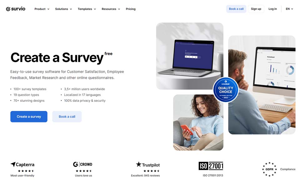 Survio is an online survey service that was formally launched in April 2012. We've developed a free and easy tool for any type of online survey. The product provides plenty of ready-made survey templates, layouts and styles.