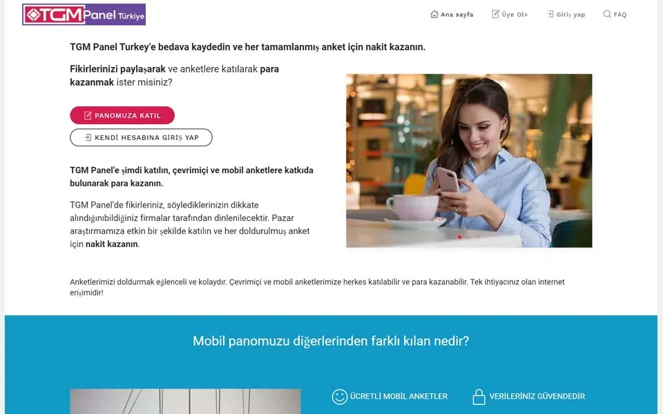 TGM Panel Turkey’e bedava kaydedin ve her tamamlanmış anket için nakit kazanın.