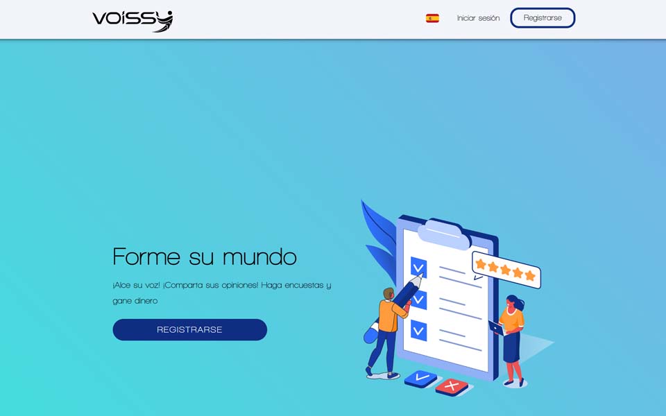 Únase al panel de Voissy para hacer escuchar su voz e influenciar al mundo. Regístrese gratis ahora y gane 300 puntos.