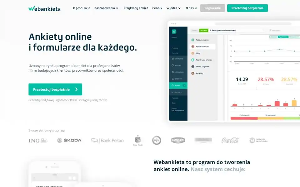 webankieta.pl - narzędzie online pozwalające na samodzielne zaprojektowanie oraz przeprowadzenie badania ankietowego.